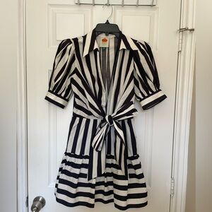 farm rio black mixed stripes short sleeve mini dress Mixed Winter Garden Lenzing™ Ecovero™ Viscose Mini Dress main image 0